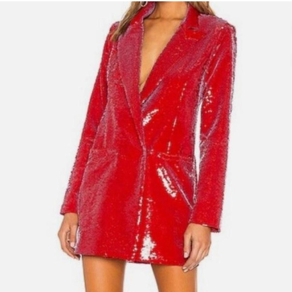 H:OURS Red Sequin Blazer Dress
